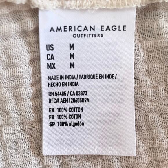 American Eagle Cotton Gauze Button Down Shirt Women MED Oversized Beachy Casual - Picture 8 of 9